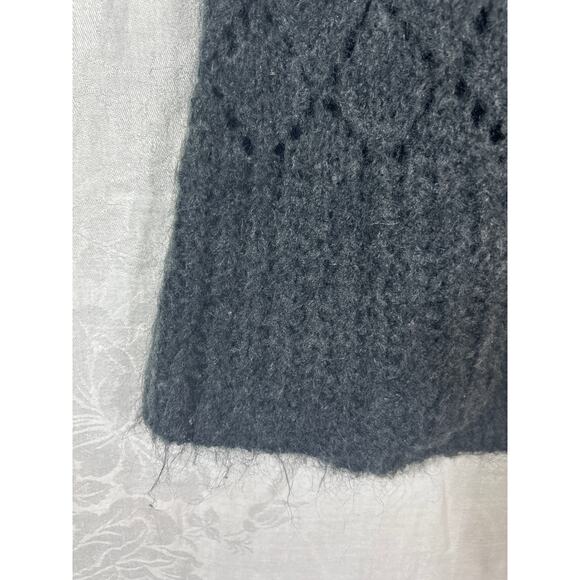 Eddie Bauer Sweater Vest Small Gray Hand Knit Open Mohair Blend Chunky Long - Picture 2 of 12